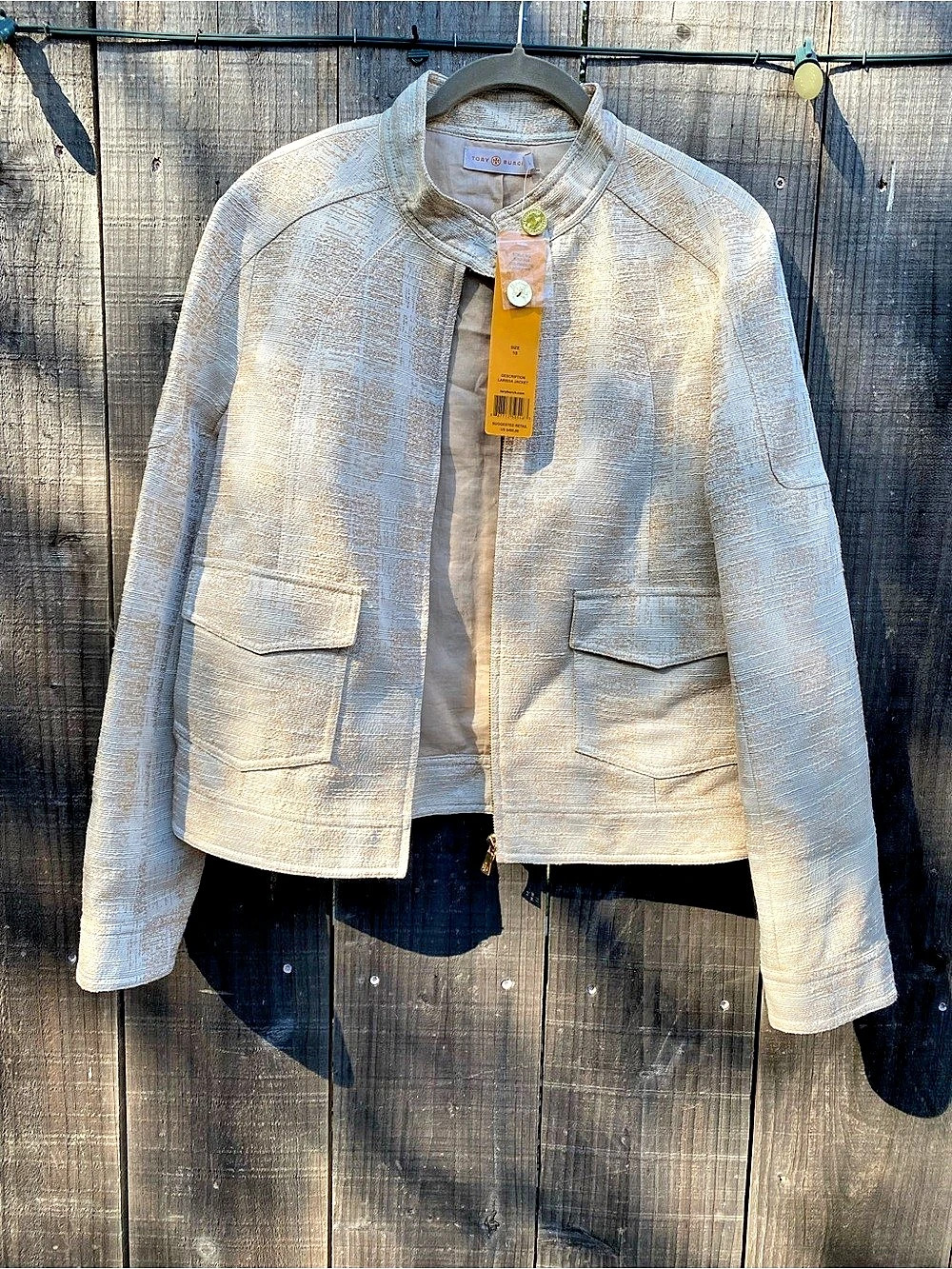 Tory Burch Larissa Jacket Textured Jacket in Cream Size 10 NWT